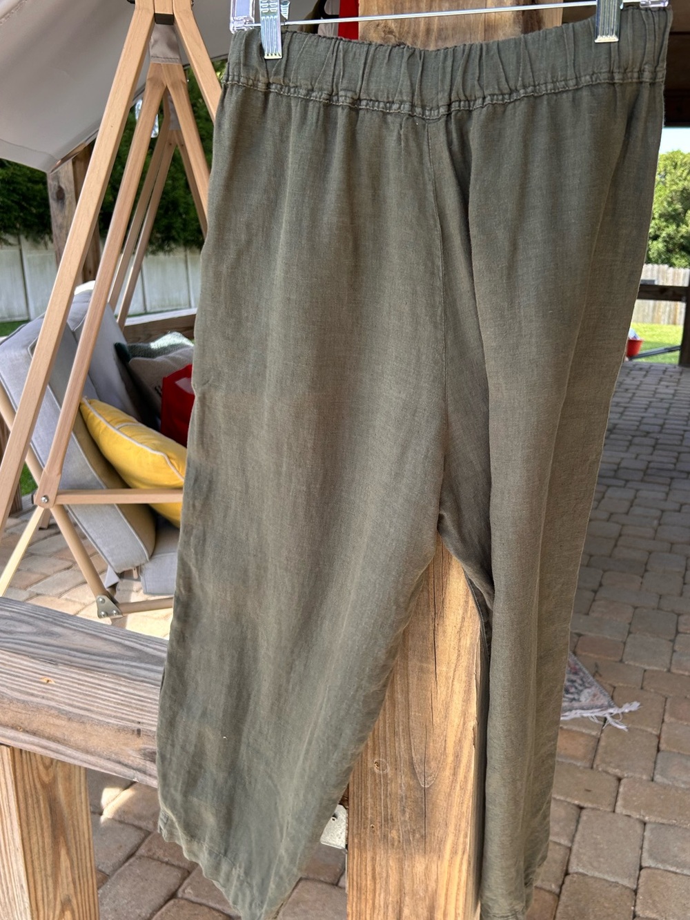 Velvet Graham Spencer Linen Barrel Pants XS Matcha Lagenlook Coastal Grandma - Picture 4 of 5